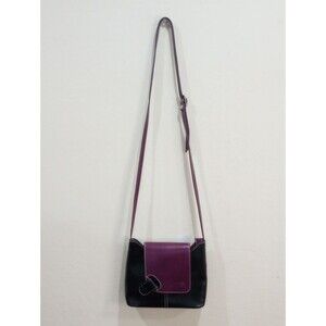 L'Artigiano Black And Purple Leather Crossbody Bag
